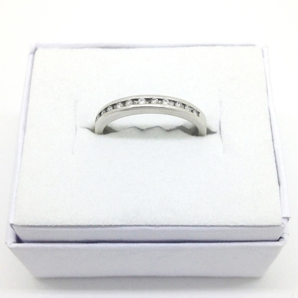 Ring Diamond 14K White Gold Half Eternity - Picture 5 of 8